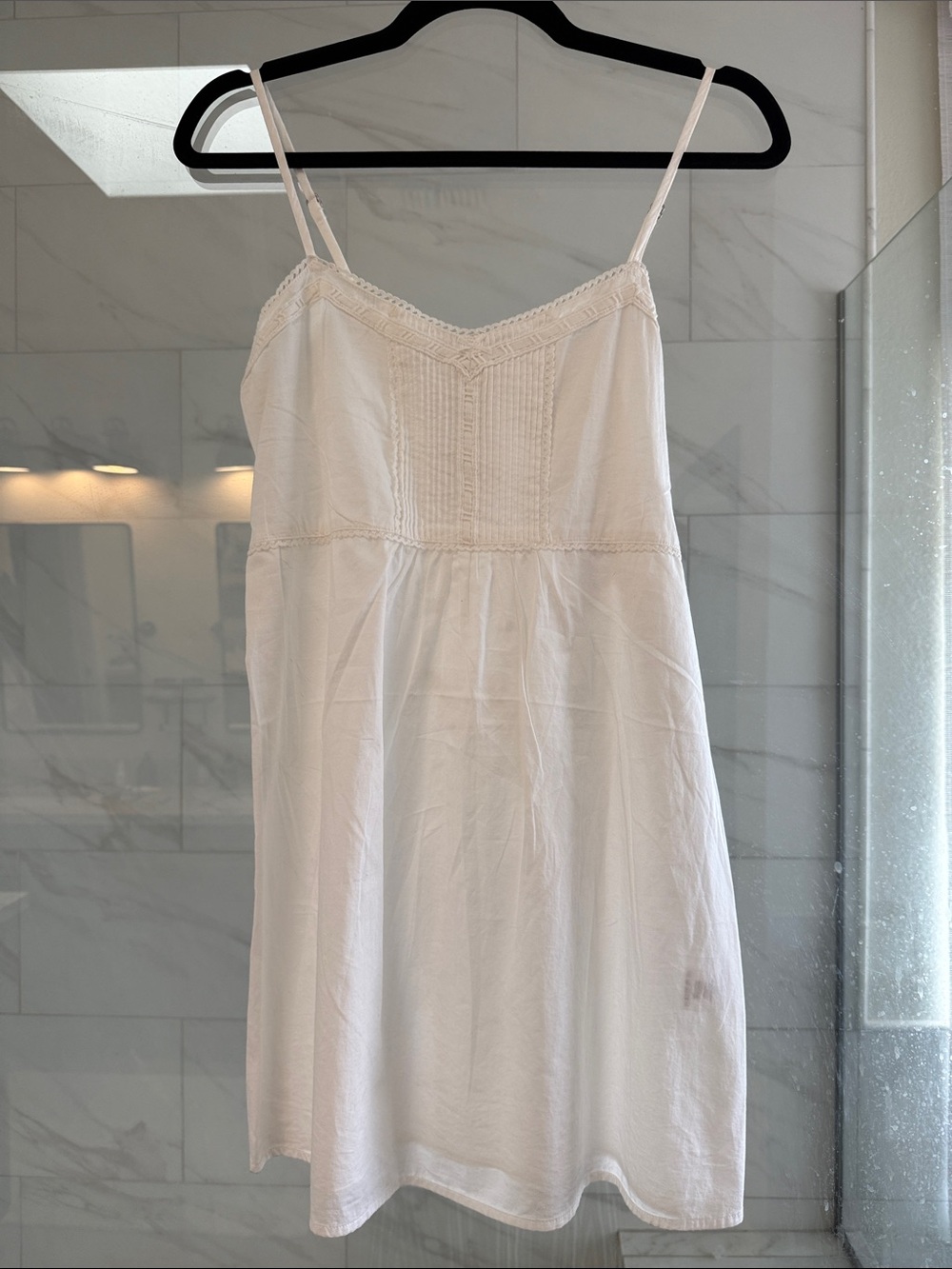 Brandy Melville White Cotton Slip Dress with Lace Trim